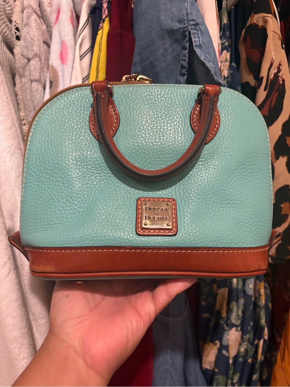 Dooney & Bourke | Mini Zip Satchel | Turquoise